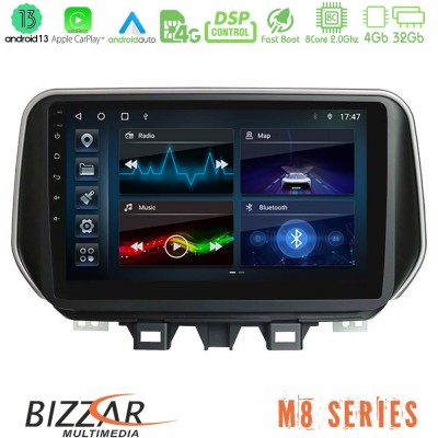 Bizzar M8 Series Hyundai Tucson 2019-> 8Core Android13 4+32GB Navigation Multimedia Tablet 9