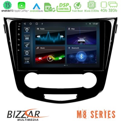 Bizzar M8 Series Nissan Qashqai J11 (Manual A/C) 8core Android13 4+32GB Navigation Multimedia Tablet 10