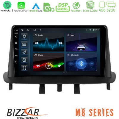 Bizzar M8 Series Renault Megane 3 2009-2013 8Core Android13 4+32GB Navigation Multimedia Tablet 9