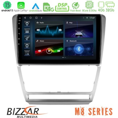 Bizzar M8 Series Skoda Octavia 5 8core Android13 4+32GB Navigation Multimedia Tablet 10