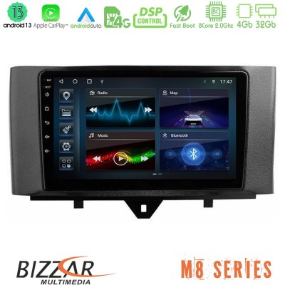 Bizzar M8 Series Smart 451 Facelift 8core Android13 4+32GB Navigation Multimedia Tablet 9