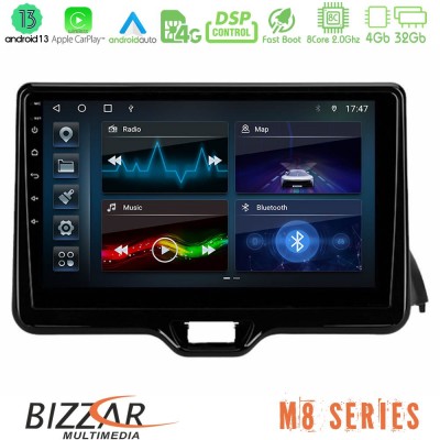 Bizzar M8 Series Toyota Yaris 2020-> 8Core Android13 4+32GB Navigation Multimedia Tablet 9