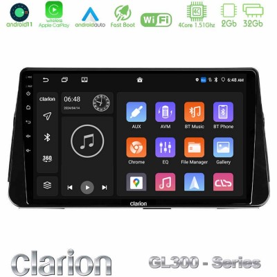 Clarion GL300 Series 4Core Android11 2+32GB Nissan Micra K14 Navigation Multimedia Tablet 10