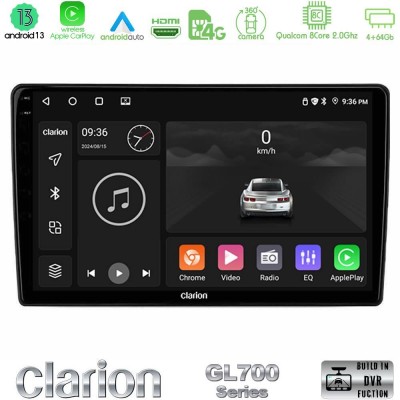 Clarion GL700 Series Alfa Romeo Mito 2008-2014 8Core Android13 4+64GB Navigation Multimedia Tablet 9