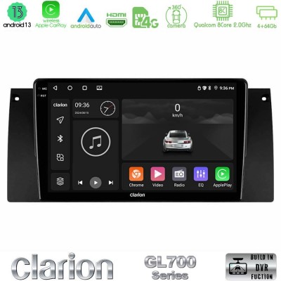 Clarion GL700 Series 8Core Android13 4+64GB BMW 5 Series (E39) / X5 (E53) Navigation Multimedia Tablet 9