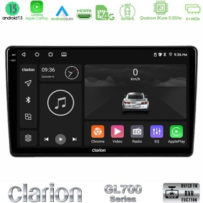 Clarion GL700 Series 8Core Android13 4+64GB Peugeot Partner / Citroën Berlingo 2008-2018 Navigation Multimedia Tablet 9