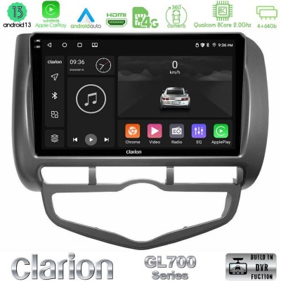 Clarion GL700 Series 8Core Android13 4+64GB Honda Jazz 2002-2008 (Auto A/C) Navigation Multimedia Tablet 9