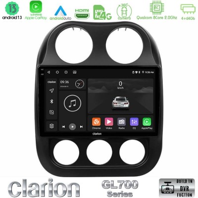 Clarion GL700 Series 8Core Android13 4+64GB Jeep Compass 2012-2016 Navigation Multimedia Tablet 9