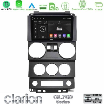 Clarion GL700 Series 8Core Android13 4+64GB Jeep Wrangler 2Door 2008-2010 Navigation Multimedia Tablet 9