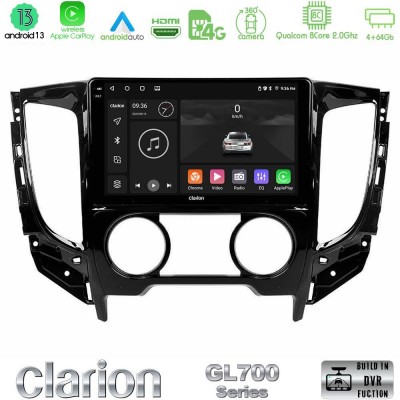 Clarion GL700 Series 8Core Android13 4+64GB Mitsubishi L200 2016-> & Fiat Fullback (Manual A/C) Navigation Multimedia Tablet 9