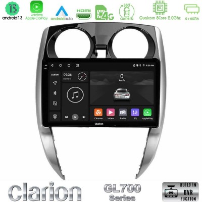 Clarion GL700 Series 8Core Android13 4+64GB Nissan Note 2013-2018 Navigation Multimedia Tablet 10