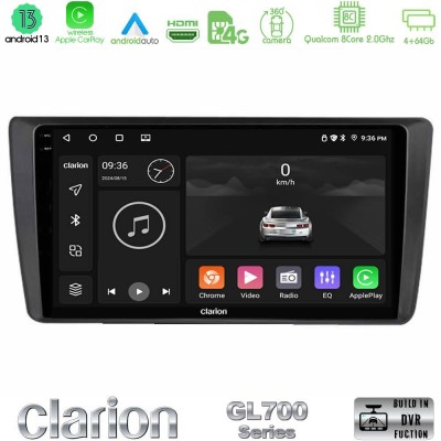 Clarion GL700 Series Skoda Octavia 2004-2012 8Core Android13 4+64GB Navigation Multimedia Tablet 9″ Με Carplay & Android Auto