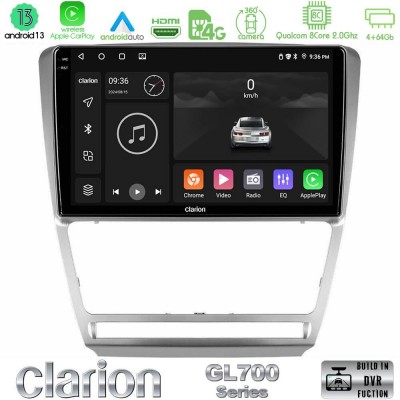 Clarion GL700 Series 8Core Android13 4+64GB Skoda Octavia 5 Navigation Multimedia Tablet 10