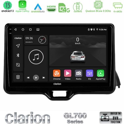 Clarion GL700 Series 8Core Android13 4+64GB Toyota Yaris 2020-> Navigation Multimedia Tablet 9