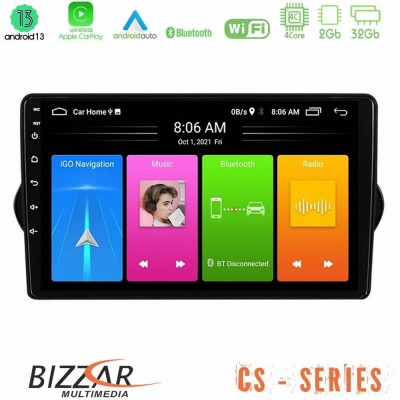 Bizzar CS Series 4Core Android13 2+32GB Fiat Tipo 2015-2022 (Hatchback) Navigation Multimedia Tablet 9