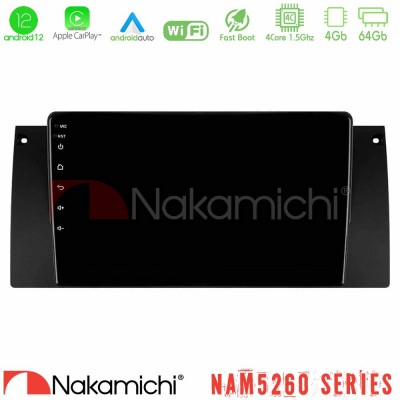 Nakamichi NAM5260 Series 4Core Android12 4+64GB BMW 5 Series (E39) / X5 (E53) Navigation Multimedia Tablet 9