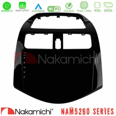 Nakamichi NAM5260 Series 4Core Android12 4+64GB Chevrolet Spark 2009-2015 Navigation Multimedia Tablet 9