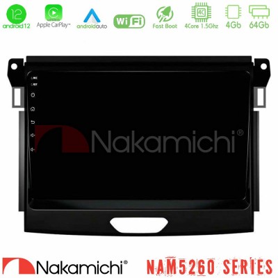 Nakamichi NAM5260 Series 4Core Android12 4+64GB Ford Ranger 2017-2022 Navigation Multimedia Tablet 9