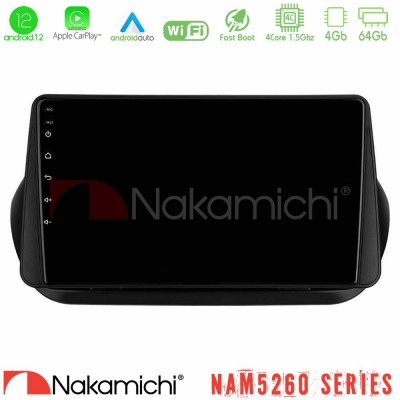 Nakamichi NAM5260 Series 4Core Android12 4+64GB Fiat Fiorino/Citroen Nemo/Peugeot Bipper Navigation Multimedia Tablet 9