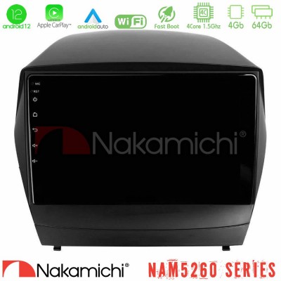 Nakamichi NAM5260 Series 4Core Android12 4+64GB Hyundai IX35 Auto A/C Navigation Multimedia Tablet 9