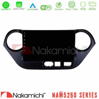 Nakamichi NAM5260 Series 4Core Android12 4+64GB Hyundai i10 2014-2020 Navigation Multimedia Tablet 9