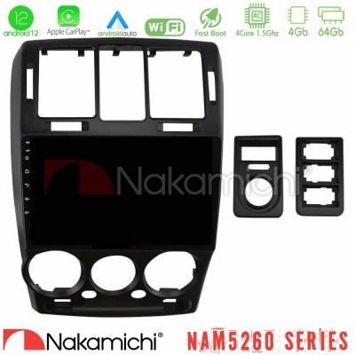 Nakamichi NAM5260 Series 4Core Android12 4+64GB Hyundai Getz 2002-2009 Navigation Multimedia Tablet 9