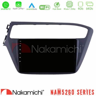 Nakamichi NAM5260 Series 4Core Android12 4+64GB Hyundai i20 2018-2020 Navigation Multimedia Tablet 9