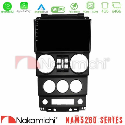 Nakamichi NAM5260 Series 4Core Android12 4+64GB Jeep Wrangler 2008-2010 Navigation Multimedia Tablet 9