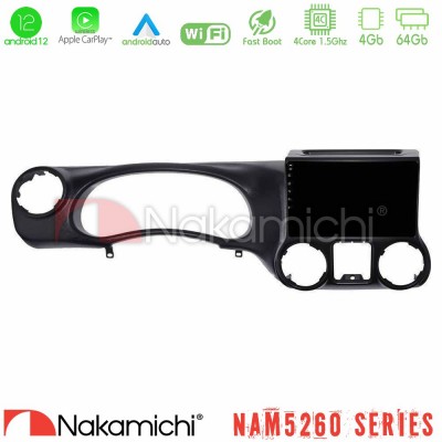 Nakamichi NAM5260 Series 4Core Android12 4+64GB Jeep Wrangler 2011-2014 Navigation Multimedia Tablet 9