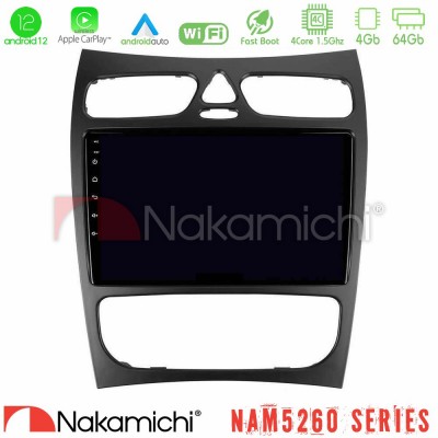 Nakamichi NAM5260 Series 4Core Android12 4+64GB Mercedes CLK Class W209 2000-2004 Navigation Multimedia Tablet 9