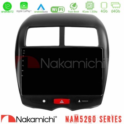 Nakamichi NAM5260 Series 4Core Android12 4+64GB Mitsubishi ASX Navigation Multimedia Tablet 10