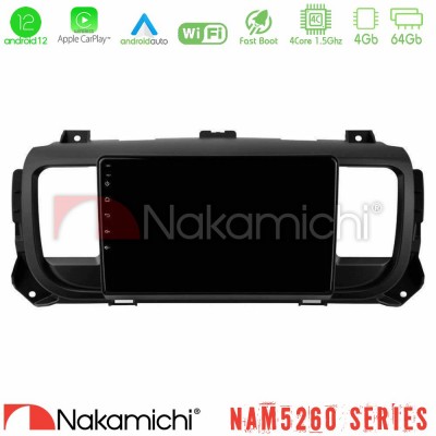 Nakamichi NAM5260 Series 4Core Android12 4+64GB Citroen/Peugeot/Opel/Toyota Navigation Multimedia Tablet 9