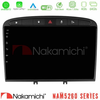 Nakamichi NAM5260 Series 4Core Android12 4+64GB Peugeot 308/RCZ Navigation Multimedia Tablet 9