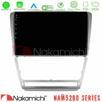 Nakamichi NAM5260 Series 4Core Android12 4+64GB Skoda Octavia 5 Navigation Multimedia Tablet 10