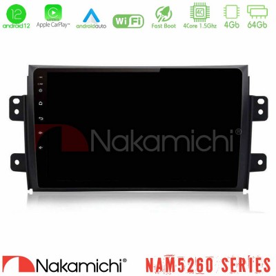 Nakamichi NAM5260 Series 4Core Android12 4+64GB Suzuki SX4 2006-2014 Fiat Sedici 2006-2014 Navigation Multimedia Tablet 9