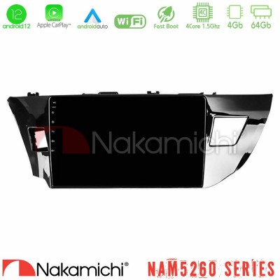 Nakamichi NAM5260 Series 4Core Android12 4+64GB Toyota Corolla 2014-2016 Navigation Multimedia Tablet 10