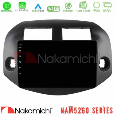 Nakamichi NAM5260 Series 4Core Android12 4+64GB Toyota Rav4 2006-2012 Navigation Multimedia Tablet 10