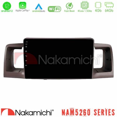 Nakamichi NAM5260 Series 4Core Android12 4+64GB Toyota Corolla 2002-2006 Navigation Multimedia Tablet 9