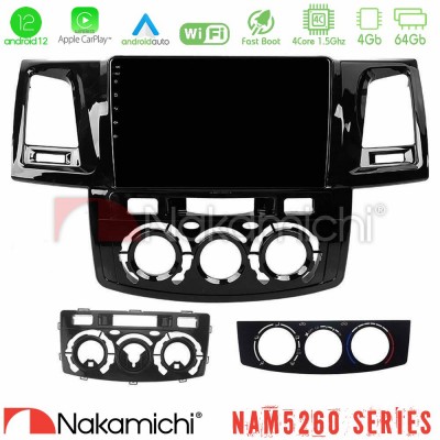 Nakamichi NAM5260 Series 4Core Android12 4+64GB Toyota Hilux 2007-2011 Navigation Multimedia Tablet 9