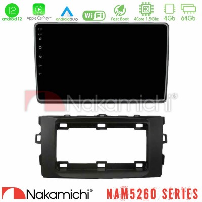 Nakamichi NAM5260 Series 4Core Android12 4+64GB Toyota Auris 2013-2016 Navigation Multimedia Tablet 10