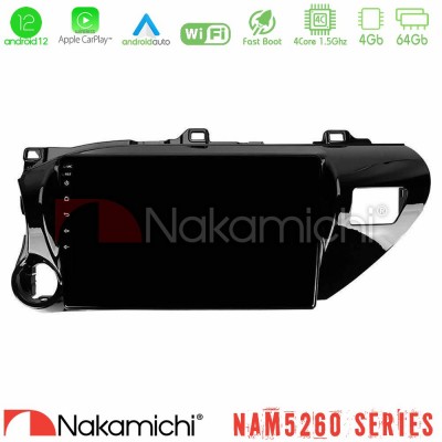 Nakamichi NAM5260 Series 4Core Android12 4+64GB Toyota Hilux 2017-2021 Navigation Multimedia Tablet 10