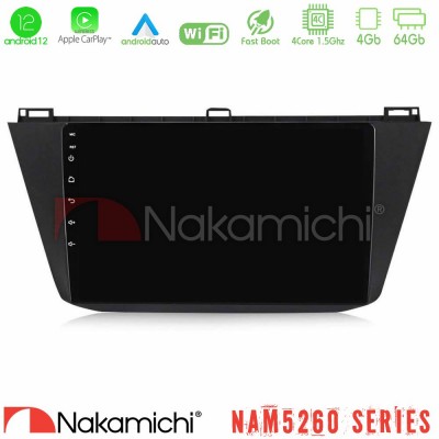 Nakamichi NAM5260 Series Vw Tiguan 2016-2022 4Core Android12 4+64GB Navigation Multimedia Tablet 10″ Με Carplay & Android Auto