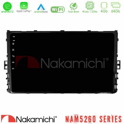 Nakamichi NAM5260 Series 4Core Android12 4+64GB VW MQB 2017-> Navigation Multimedia Tablet 9