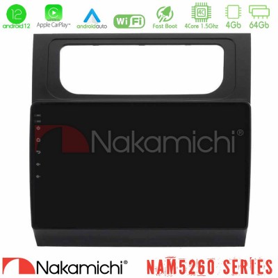 Nakamichi NAM5260 Series 4Core Android12 4+64GB VW Touran 2011-2015 Navigation Multimedia Tablet 10