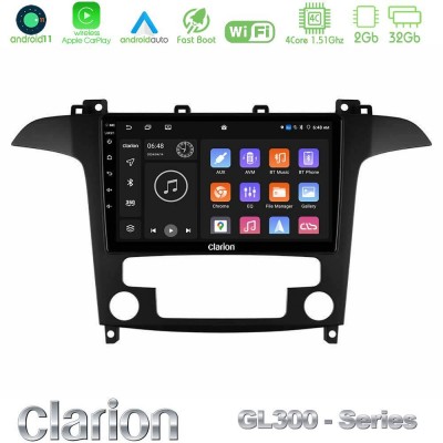 Clarion GL300 Series Ford S-Max 2006-2012 4Core Android11 2+32GB Navigation Multimedia Tablet 9″ Με Carplay & Android Auto Με Carplay & Android Auto