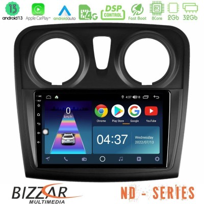 Bizzar ND Series 8Core Android13 2+32GB Dacia Dokker 2014-2021 Navigation Multimedia Tablet 9