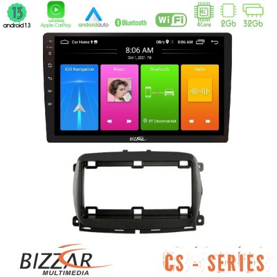 Bizzar CS Series 4Core Android13 2+32GB  Fiat 500 2016> Navigation Multimedia Tablet 9