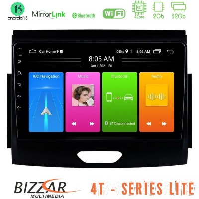 Bizzar 4T Series Ford Ranger 2017-2022 4Core Android13 2+32GB Navigation Multimedia Tablet 9