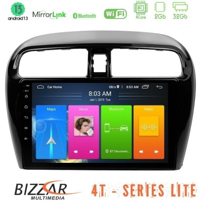 Bizzar 4T Series Mitsubishi Space Star 2013-2016 4Core Android13 2+32GB Navigation Multimedia Tablet 9