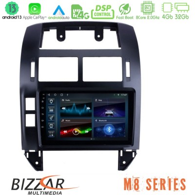 Bizzar M8 Series VW Polo 2002-2009 8core Android13 4+32GB Navigation Multimedia 9